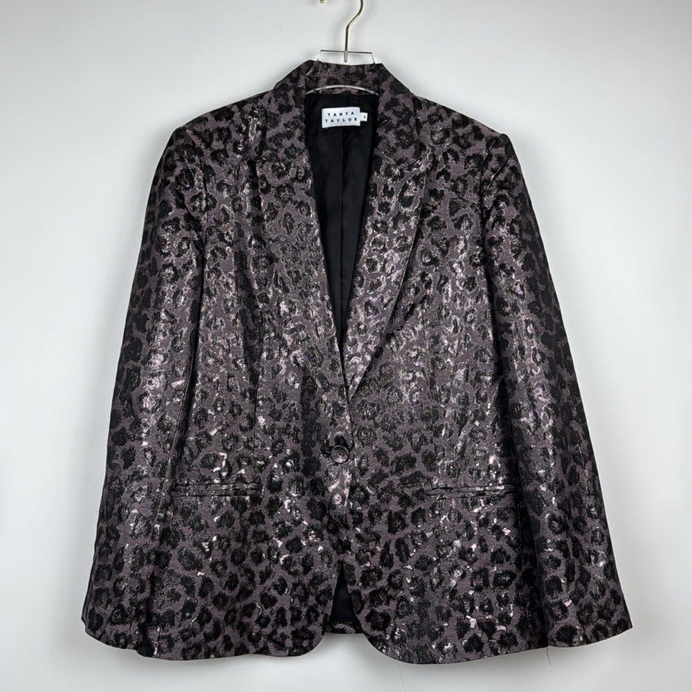 Tanya Taylor Analiese Metallic Leopard Print Blazer Size 8 - Picture 3 of 9